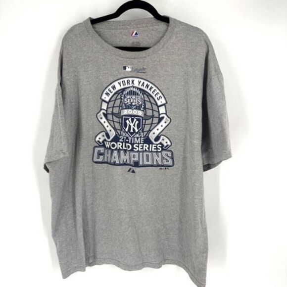 Majestic 2009 New York Yankees 27-Time World Series Champion T-Shirt Gray 2XL - Picture 1 of 8